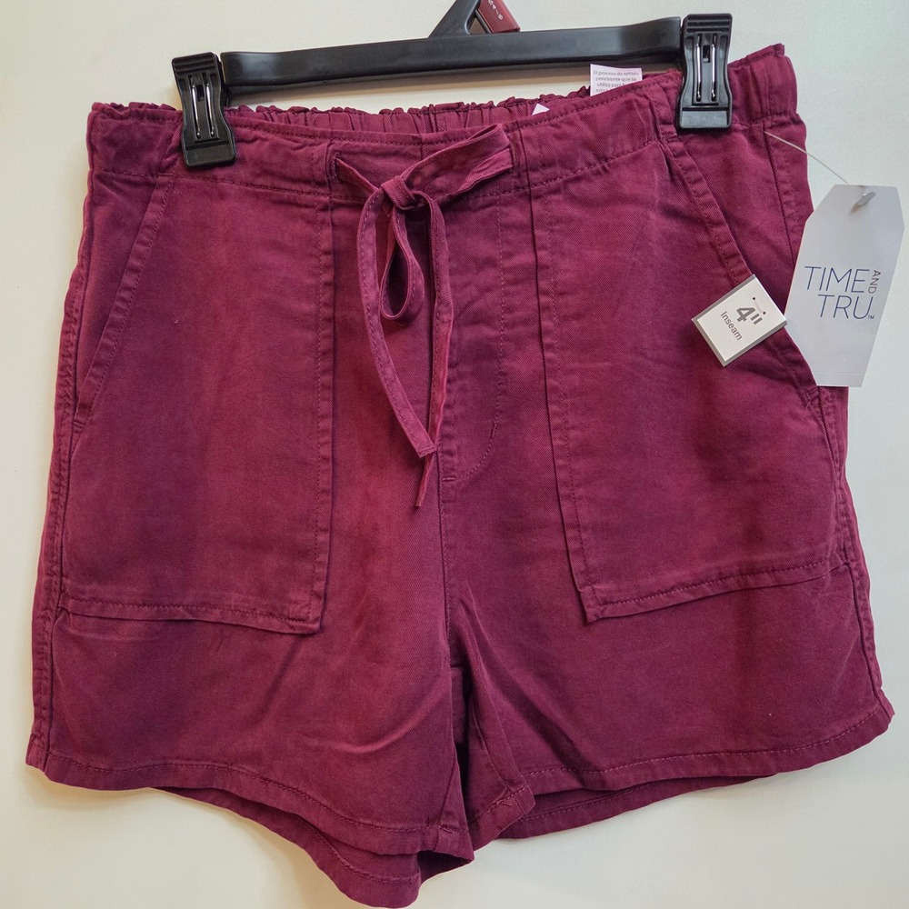 Time and Tru Women Soft Utility Short Rich Burgundy Tencel Lyocell Small 4-6 NWT